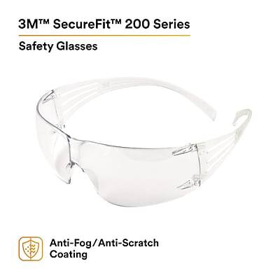 3M™ SecureFit™ 200 Series Safety Glasses  
Anti-Fog/Anti-Scratch Coating