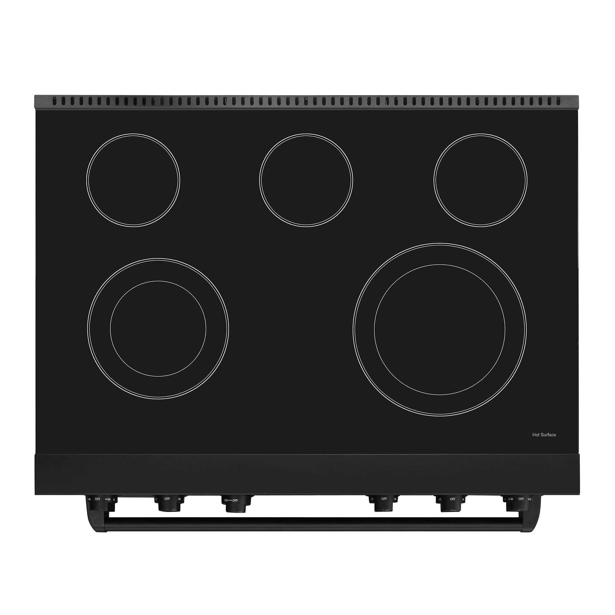 Alt View 9. COSMO - COS-ERC365KBD-BK 36 in. Haven Collection 6.0 cu. ft. Electric Ceramic Glass Range, 5 Burner Elements, Convection Oven - Matte Black.