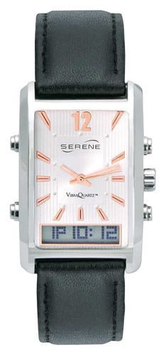Front. Serene Innovations - VibraQuartz VQ-500 Vibrating Watch - Black Leather.