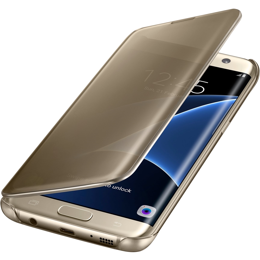 Best Buy: S-View Flip Cover Flip Cover for Galaxy S7 edge Gold EF-ZG935CFEGUS