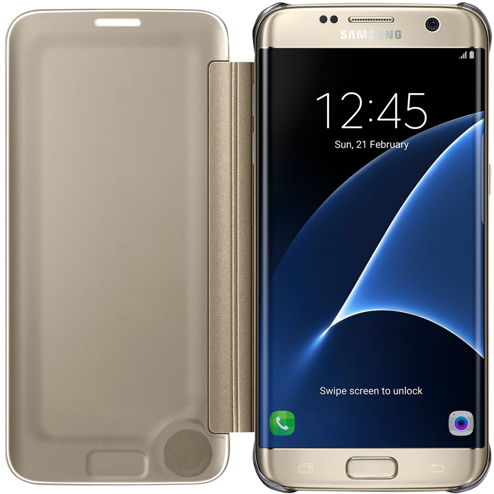 opraken Alexander Graham Bell Uitstroom Best Buy: Samsung S-View Flip Cover Flip Cover for Galaxy S7 edge Gold  EF-ZG935CFEGUS