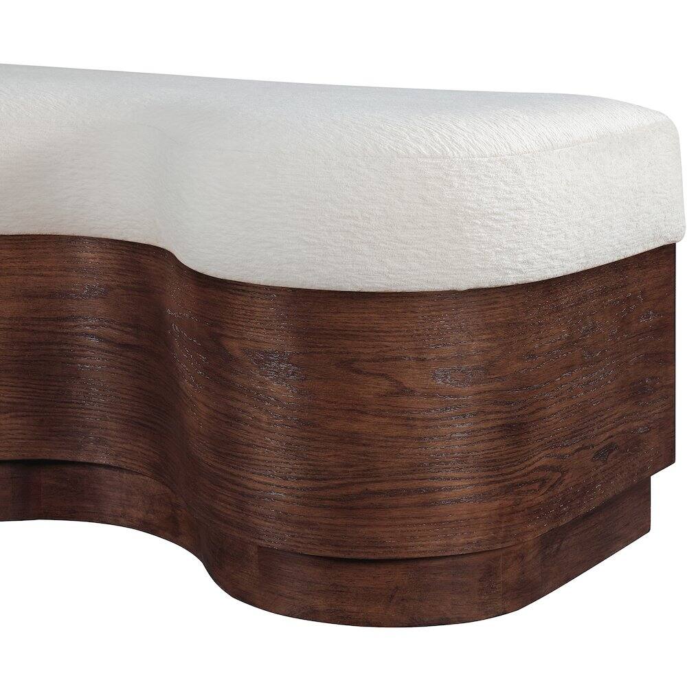 Alt View 4. Meridian Furniture - Savoy Cream Velour Fur Fabric Bench - Beige.