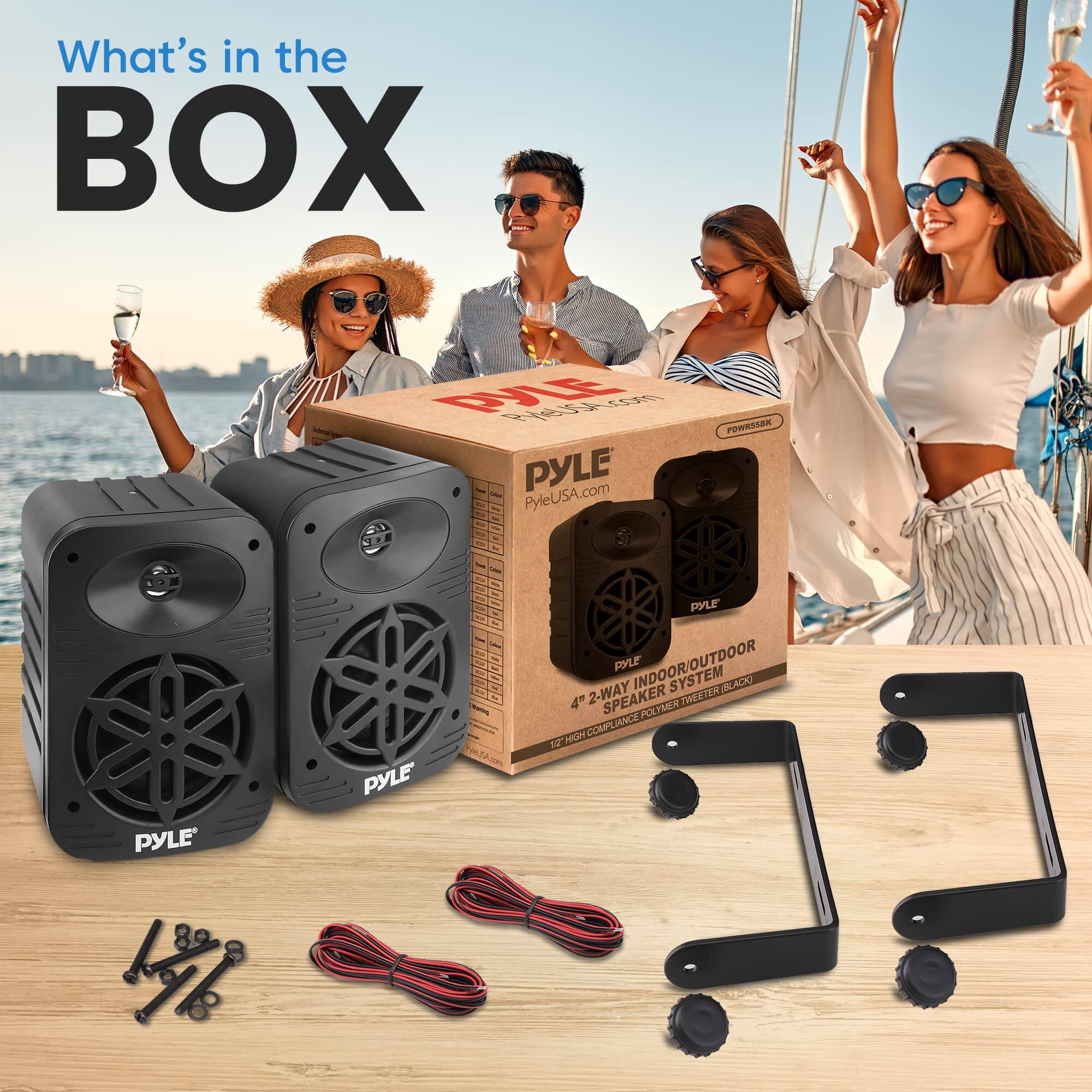 What's in the BOX

PYLEUSA.com

PYLE - PYLE INDOOR/OUTDOOR 2-WAY SYSTEM SPEAKER (BLACK) 4 SPEAKER

12" HIGH COMPLIANCE POLYMER WOOFER