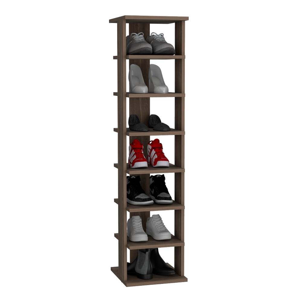 Alt View 2. Loheer - Loheer 8-Tier Vertical Shoe Rack, Narrow Shoe Tower for 8 Pairs, 48.7 Inch Tall - Brown Gray.