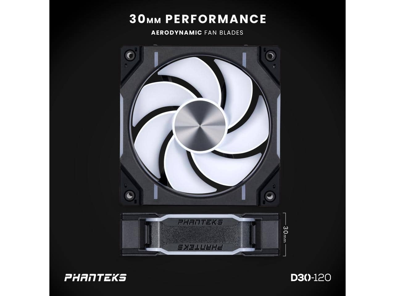 Phanteks D30 120 DRGB PWM Fan 3Pack, Reverse Airflow, Halos