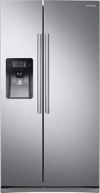 Samsung 24 5 Cu Ft Side By Side Refrigerator With Thru The Door Ice And Water Stainless Steel Rs25j500dsr Best Buy