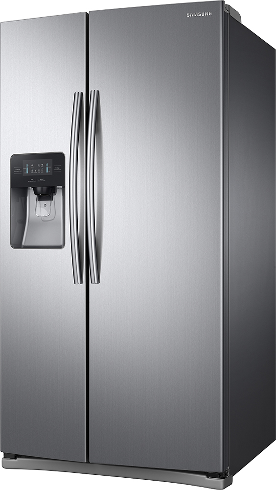 Left View: Whirlpool - 19.9 Cu. Ft. Side-by-Side Counter-Depth Refrigerator - Monochromatic Stainless Steel
