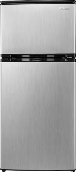 Insignia™ - 4.3 Cu. Ft. Compact Refrigerator - Stainless steel look - Front Zoom