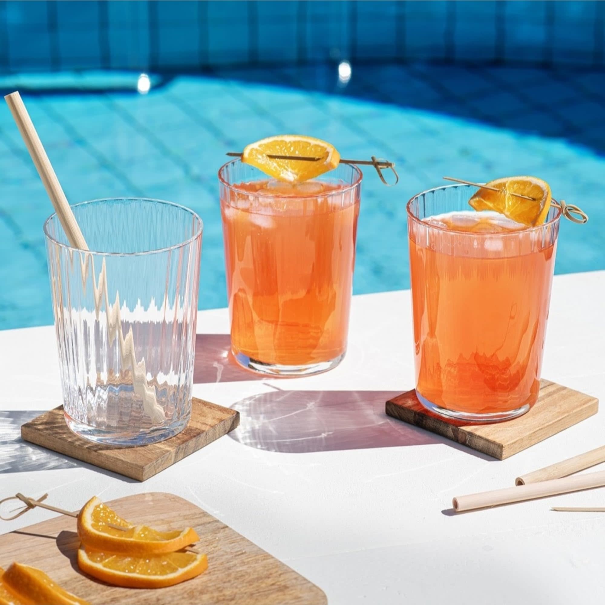 Back. Bormioli Rocco - Bormioli Rocco Exclusiva Gin Fizz Glasses, Set of 12, 17 Oz Ribbed Tumblers - Clear.