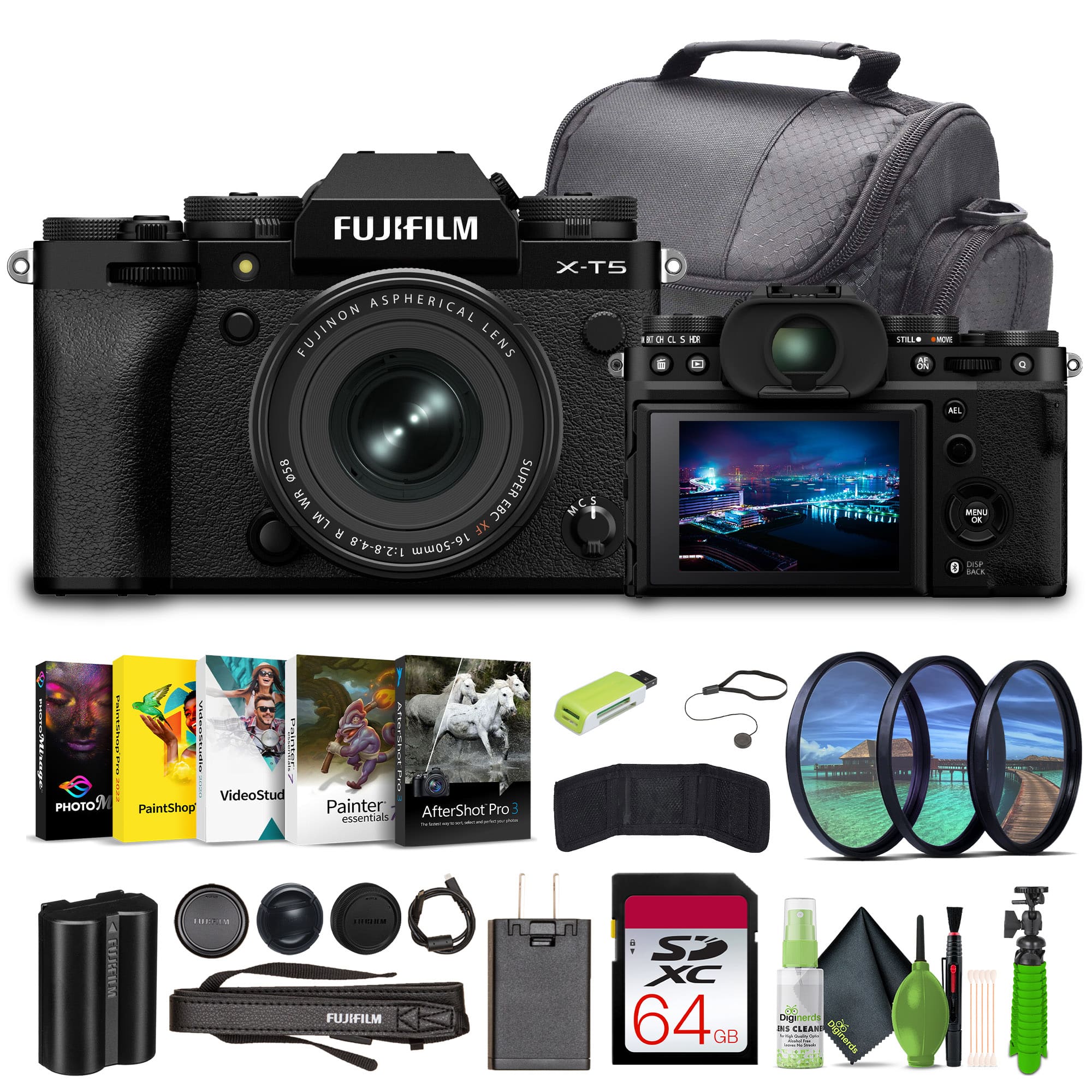 FUJIFILM ASPHERICAL FUJINON LENS X-T5 EO a 5 -.- -d 8 . AL 058 SUPER WR EBC LM XF 1:2.8-4.8 16-50mm MC 2 I WN D UrSe ! : SONNORE | Mbeoiieadio I PAOME 1 VideoStud PHOTO) PaintShop ..... Painter AfterShot Pro essentials CEECIES 1H11 FUJIFILM SP XC 64 GB agenerrs a CLEARS i cmoens rei