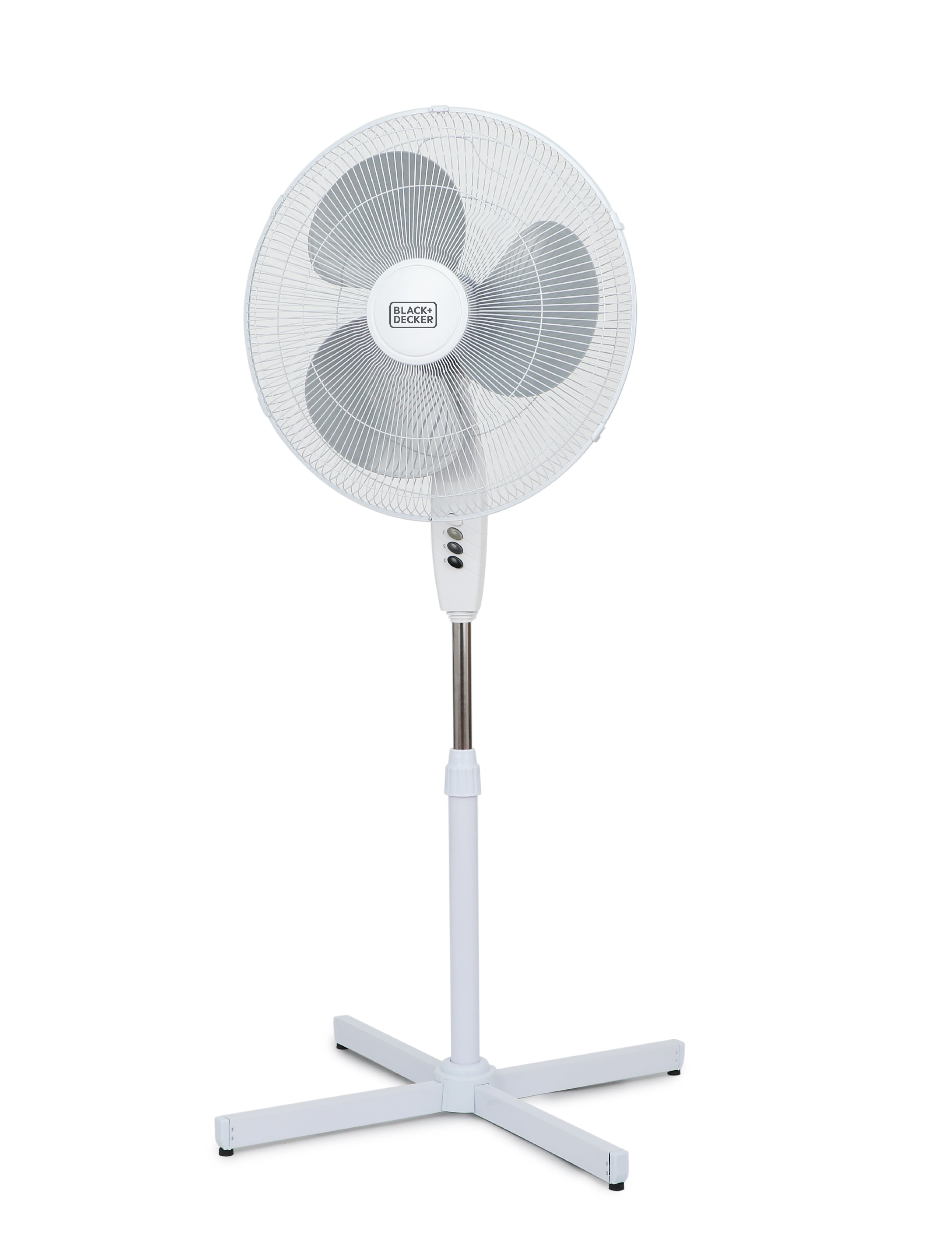 Black+Decker - 18-Inch Pedestal Fan, Oscillating Fan for Home and Office, with 3 Speed Settings - White
