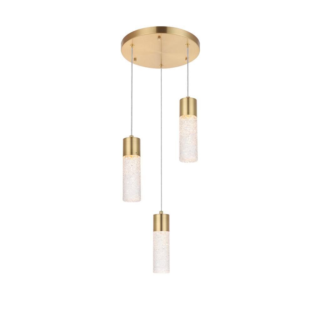 Alt View 2. Elegant Lighting - Constellation 3 light Gold LED Pendant - Gold.