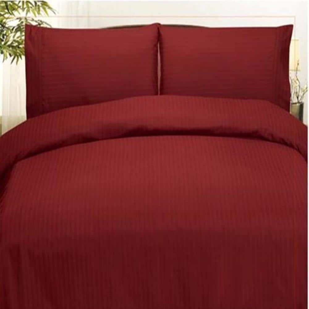 Plazatex - Embossed Dobby Stripe 90GSM Microfiber Sheet Set - Twin 39x75" - Burgundy