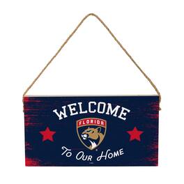 Evergreen Enterprises - Florida Panthers 6" x 11" Welcome Home Wood Wall Sign with Rope Hanger - Multicolor