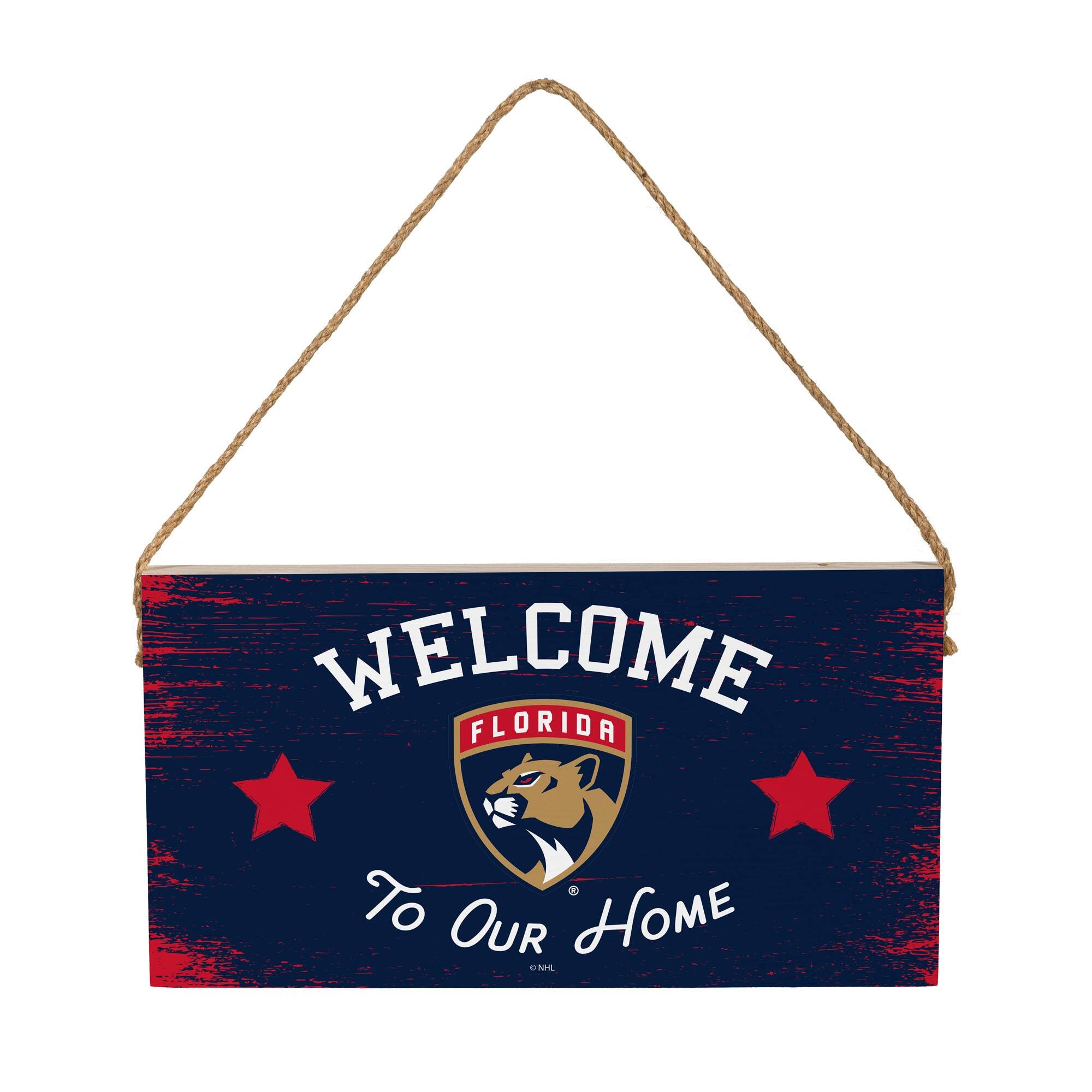 Florida Panthers 6" x 11" Welcome Home Wood Wall Sign with Rope Hanger