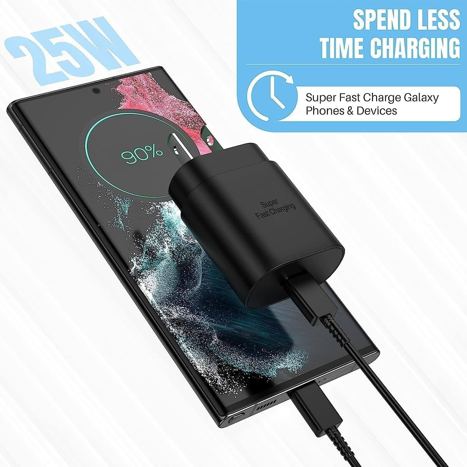 25W

SPEND LESS TIME CHARGING

Super Fast Charge Galaxy Phones & Devices

90%

Super Fast Charging