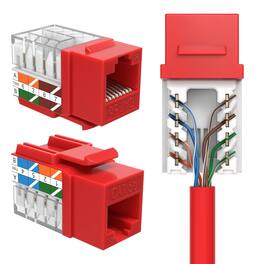 Cables Direct Online - Cat5e 45° Angled RJ45 Keystone Jack, 8P8C 110 Punch-Down, Gold-Plated Contacts, 1Gbps, ANSI/TIA Compliant - Red