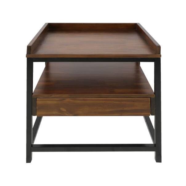 Left. Hivvago - Hivvago Modern Solid Wood 1-Drawer End Table Nightstand - Mocha/Black.