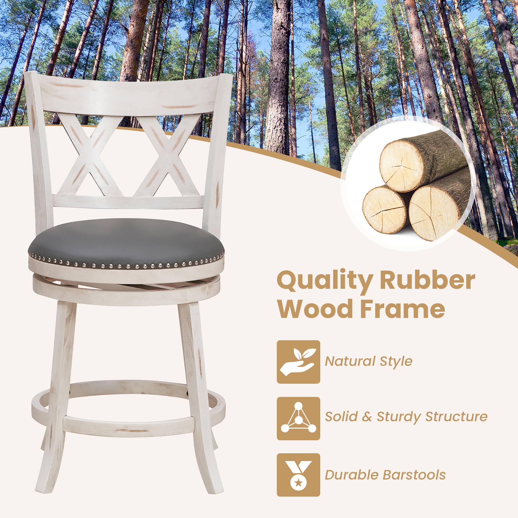 Quality Rubber Wood Frame
Natural Style
Solid & Sturdy Structure
Durable Barstools
