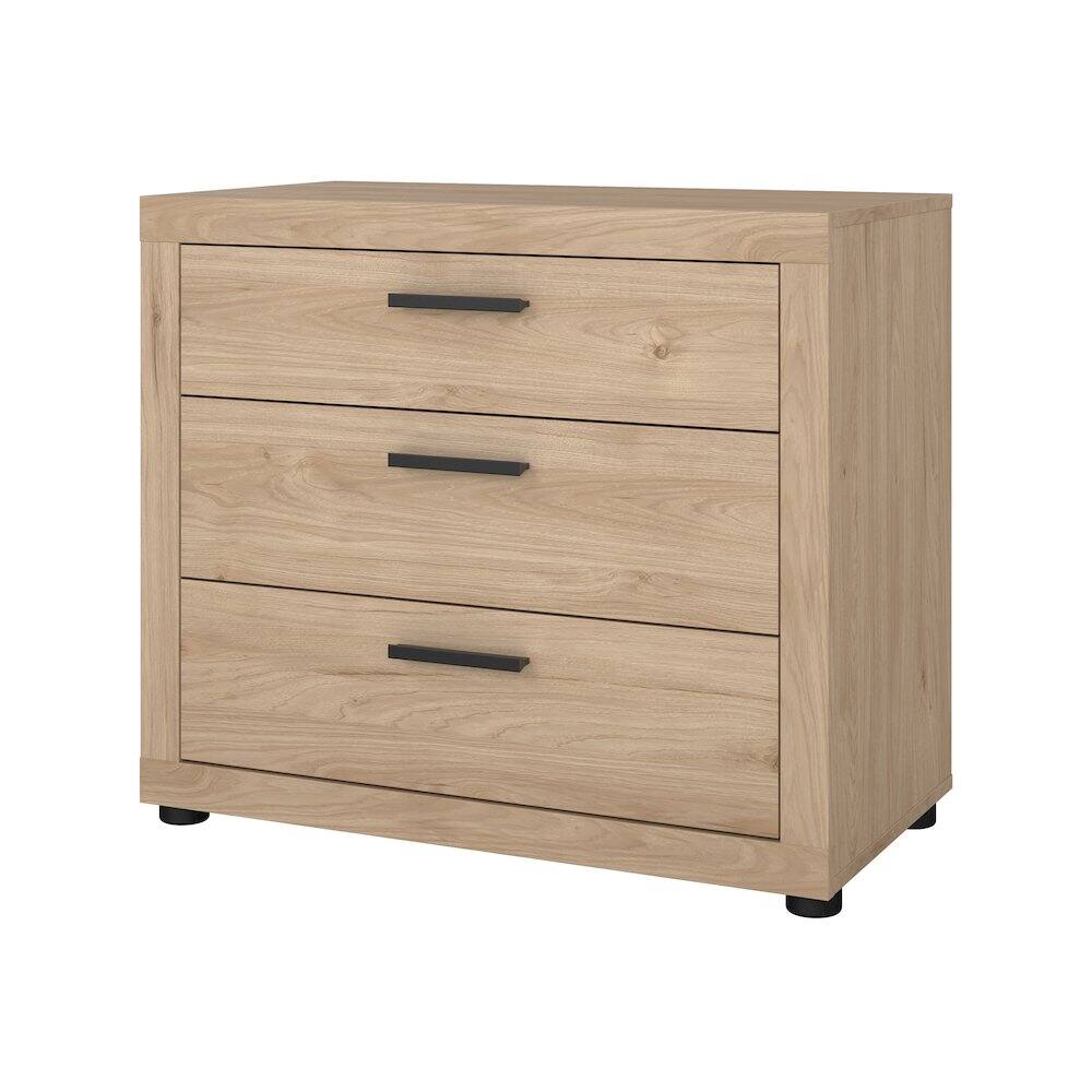 Front. Tvilum - Mira 3 Drawer Chest, Jackson Hickory - Brown.