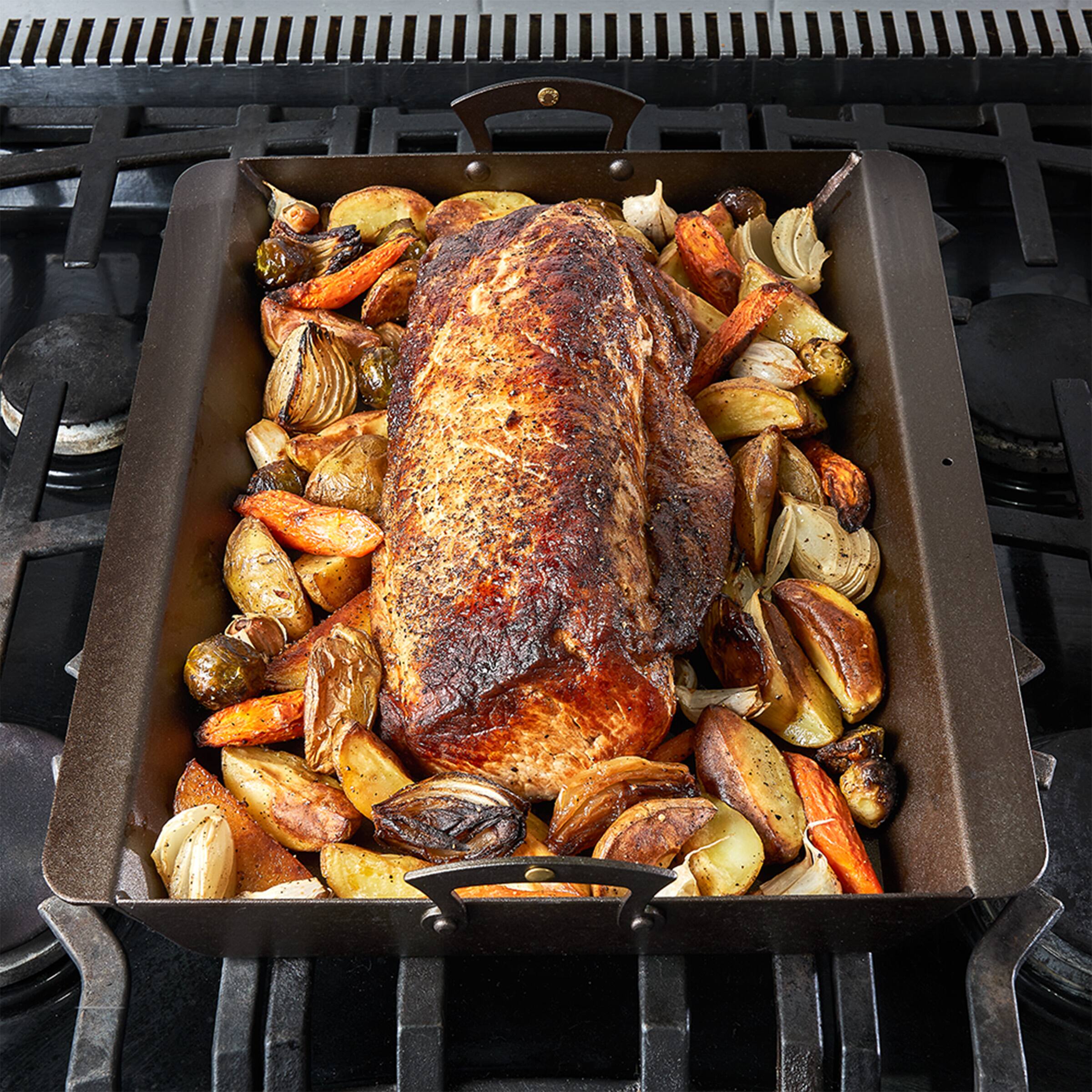 Alt View 3. Classic Cuisine - Iron Roasting Pan with Handles - Black.