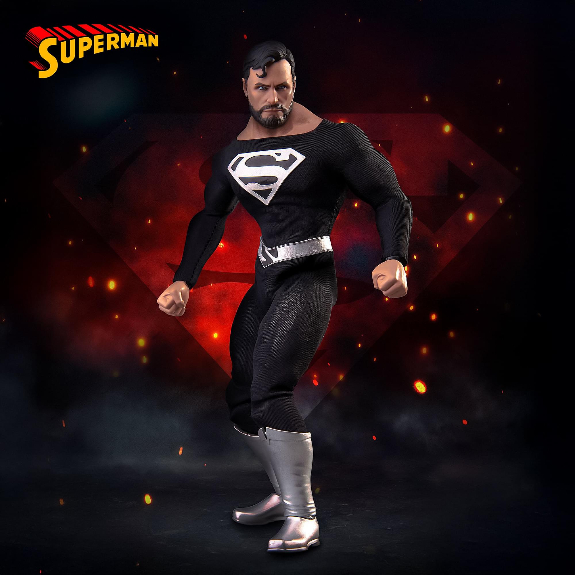 Alt View 4. Beast Kingdom - DC Comics Dynamic 8ction Heroes | DAH-45SP Superman (Black Suit Ver.) - Black.