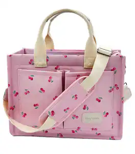 DORLUKFU - Large Canvas Tote Bag for Women Work Tote Bags with Pockets Laptop Crossbody Purses Everyday Bag Handbags for Travel - New Upgrade Plus Cherry Pink