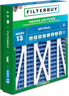 Filterbuy - 21x23.5x5 MERV 13 Smoke & Allergy Defense, Pleated HVAC AC Furnace Air Filters Replacement for Trane & More (1-Pack) - Blue