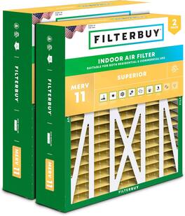 Filterbuy - 20x23x5 MERV 11 Pet & Allergy Defense, Pleated HVAC AC Furnace Air Filters Replacement for Carrier & More (2-Pack) - Gold