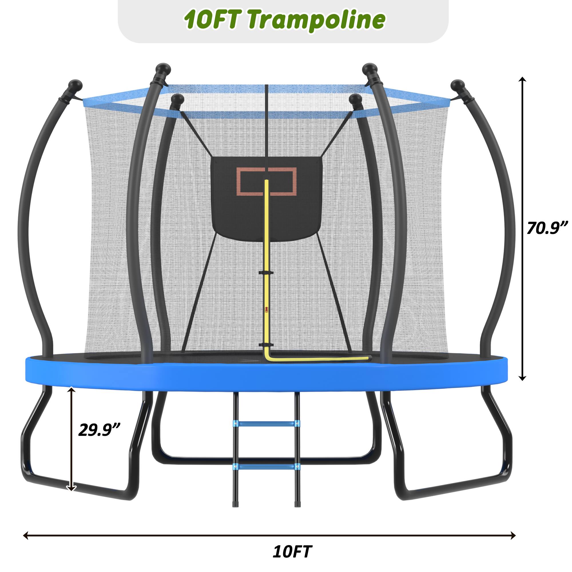 10FT Trampoline  
70.9"  
29.9"  
10FT