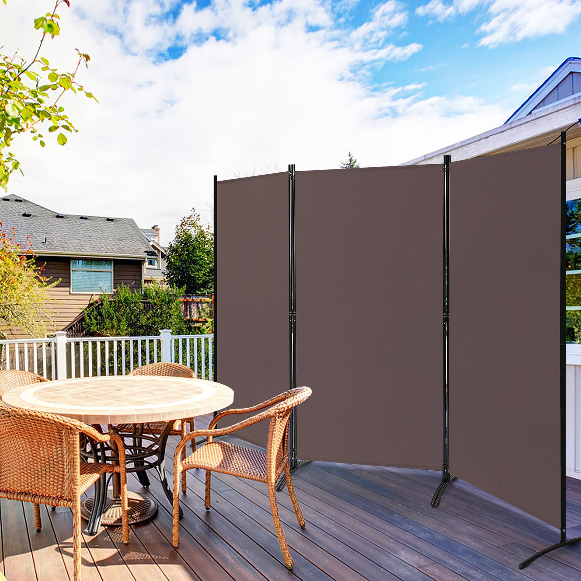 Alt View 1. Costway - Costway 3-Panel Room Divider Folding Privacy Partition Screen for Office Room - Brown.