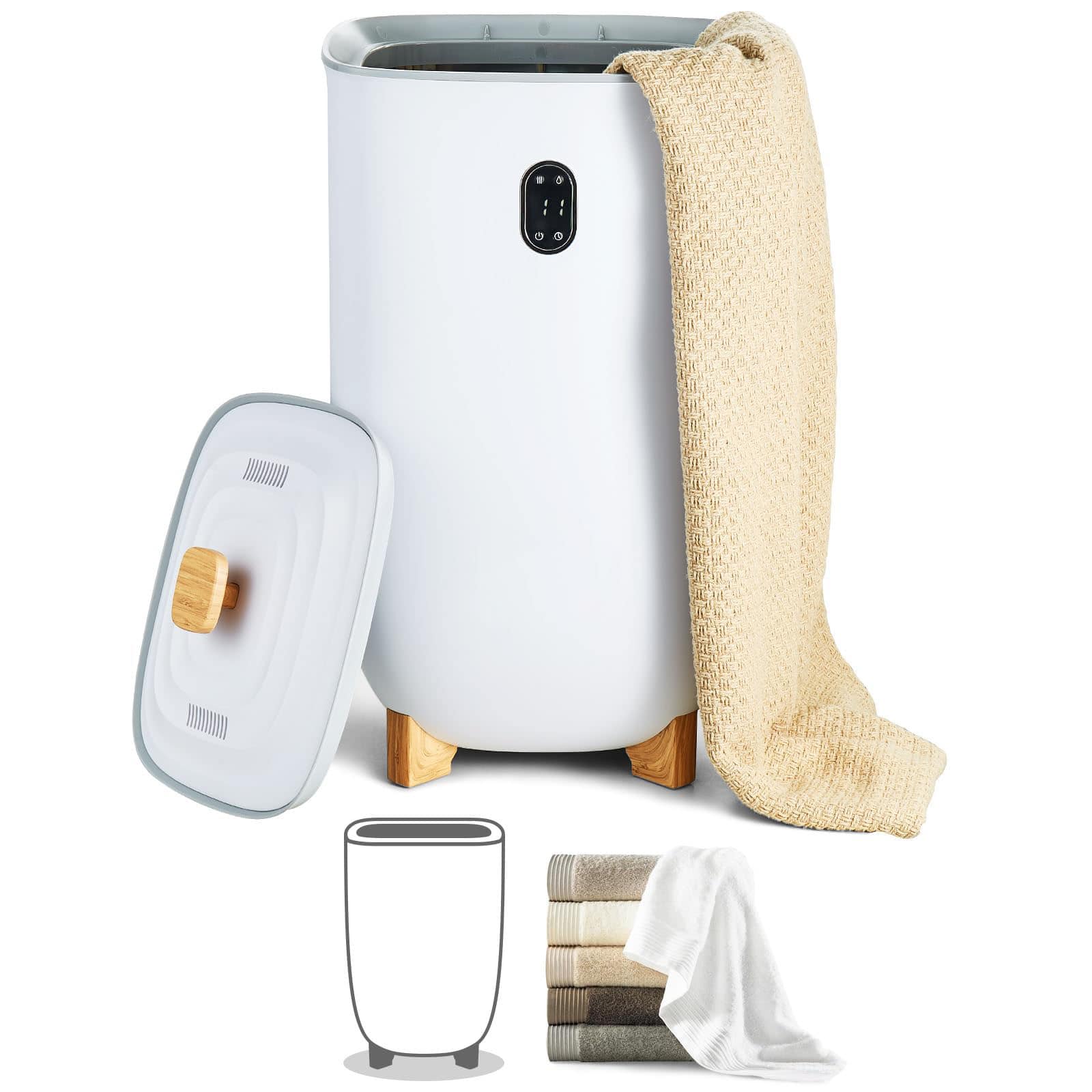 Ecooso - Extra Large Towel Warmer, Luxury Bucket Style, for Bathroom Use - White