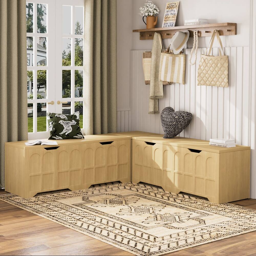 Ropilly L Shaped Storage Bench Padded Shoe Bench Kitchen Corner Stool ...