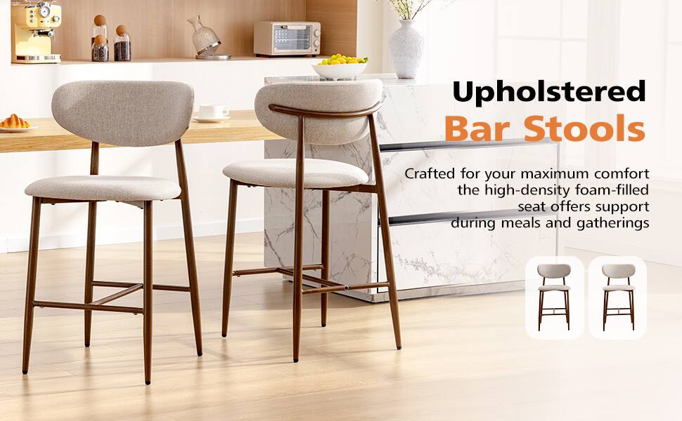 Upholstered Bar Stools

Crafted for your maximum comfort, the high-density foam-filled seat offers support during meals and gatherings.