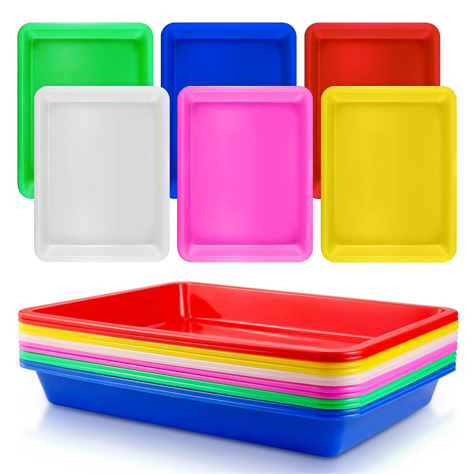 Dapper Styles - Plastic Art Trays 6 Colors Activity Crafts Tray Serving Organizer For School Classroom Diy Projects Paintin - 12