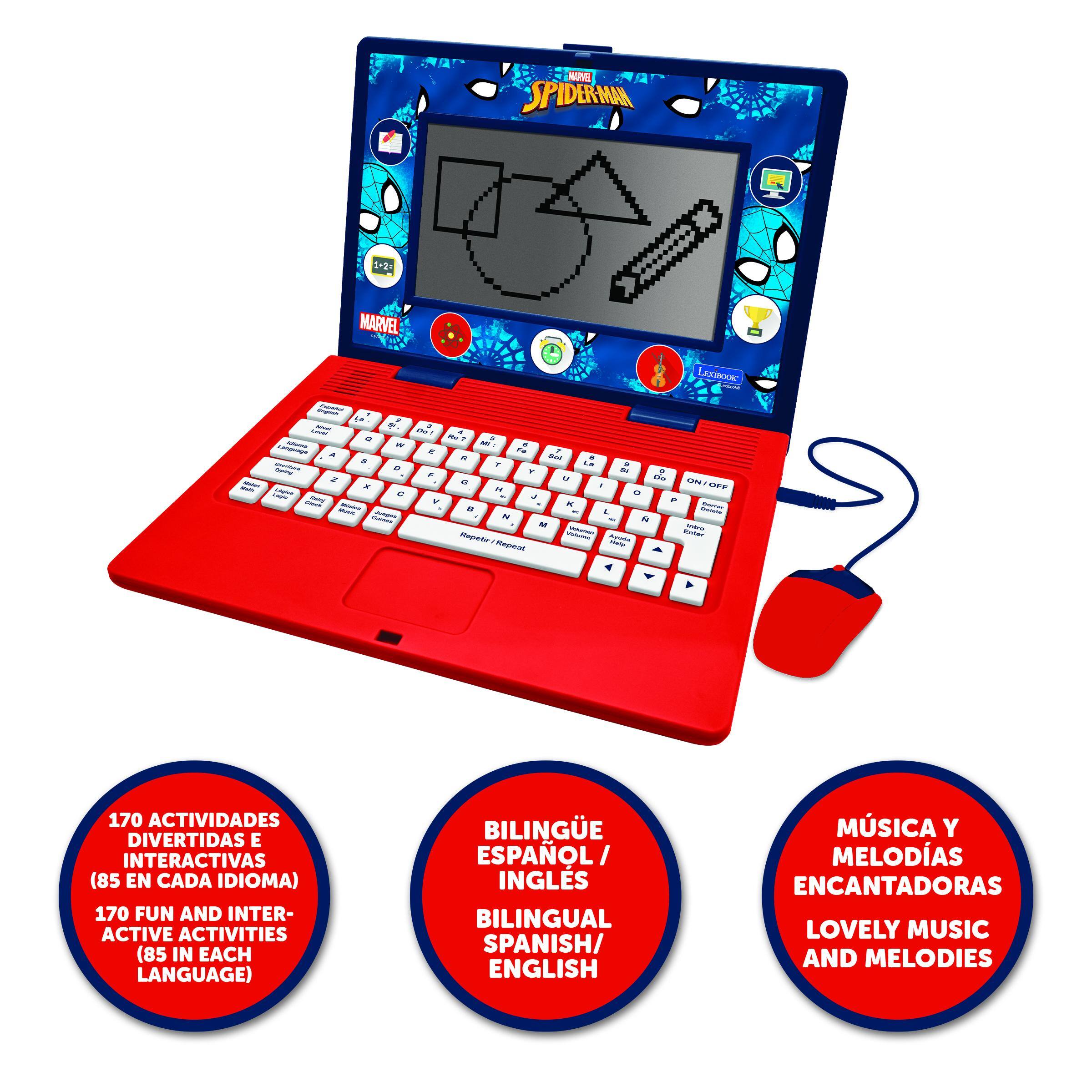 **F AAE SPIDERMAN + MARVEL ? LETBOOK : . - : 4 - - a  -  2 . : V. - - - - - + - - . - - . + - - - - - . - - . -- - .. i e . UNIS -. i " .... 4  - a - - . - - 1 A A 1 d A - C - - - - mar - 4 - A 170 ACTIVIDADES DIVERTIDAS E INTERACTIVAS (85 EN CADA IDIOMA) 170 FUN AND INTER- ACTIVE ACTIVITIES (85 IN EACH LANGUAGE) BILINGE ESPAÑOL INGLÉS BILINGUAL SPANISH/ ENGLISH MÚSICA Y MELODIAS ENCANTADORAS LOVELY MUSIC AND MELODIES