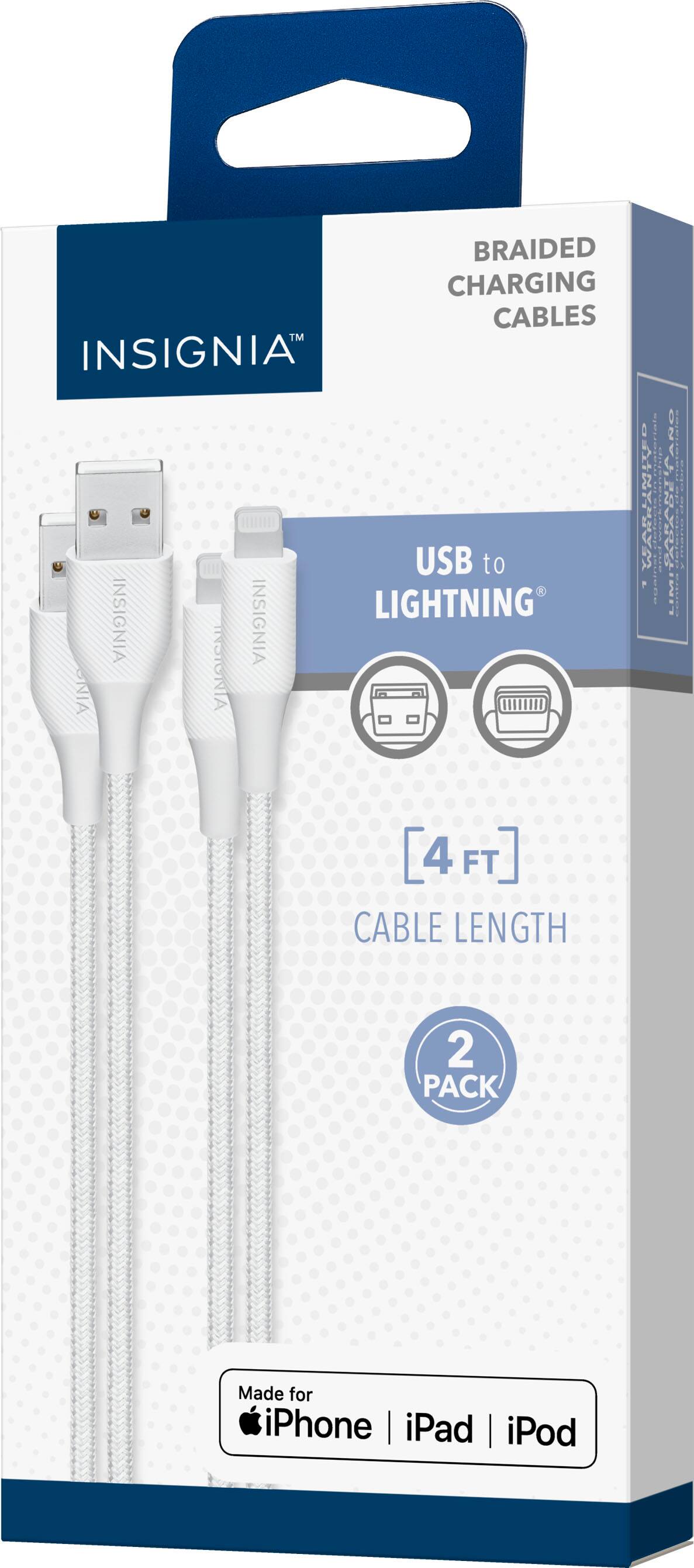 Braided Charging Cables TM Insignia USB to Lightning Insignia Insignia 4 FT Cable Length 2 Pack Made for iPhone | iPad | iPod
