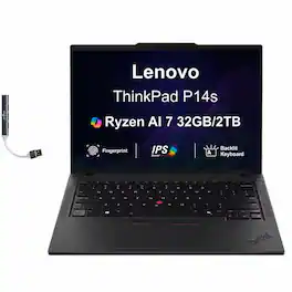 Lenovo - Upgraded - ThinkPad P14s Workstation 14.0 WUXGA (AMD Ryzen AI 7 350, 32GB DDR5, 2TB PCIe SSD, Win 11 Pro) w/USB Hub - Black