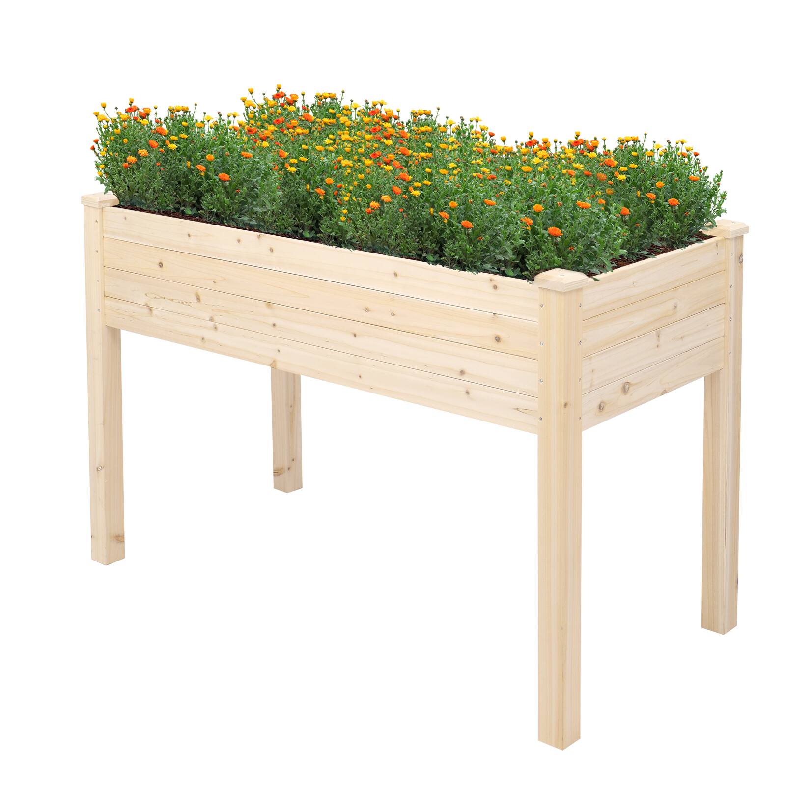 Alt View 1. Winado - Raised Garden Bed, 48x23x30 Inch Elevated Wooden Planter Box with Legs, Natural Wood Standing Growing Bed for Herbs Flow.