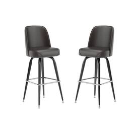 Emma + Oliver - 2 Pack Metal Barstool with Swivel Bucket Seat - Dark Brown