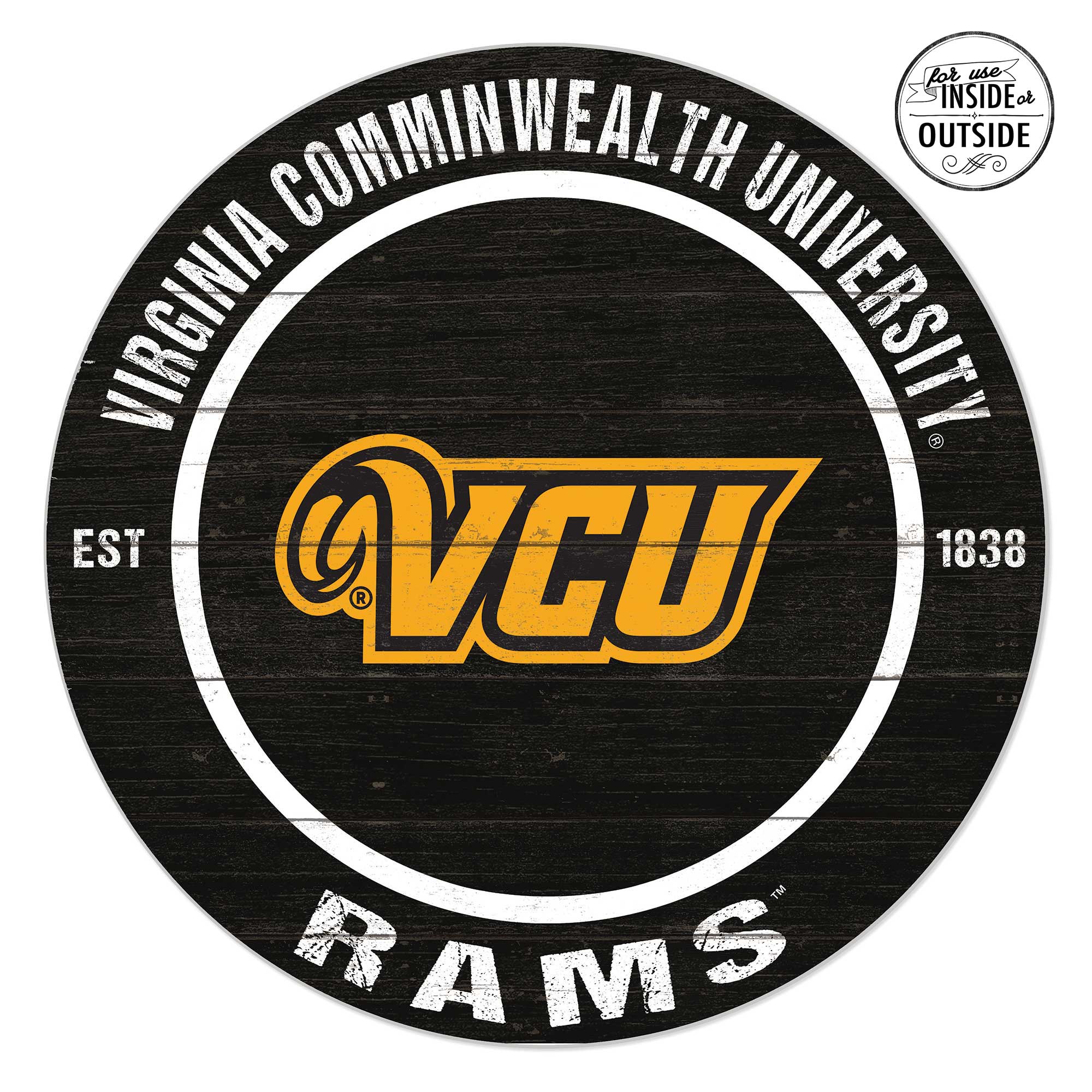Jardine - VCU Rams 20" x 20" Indoor/Outdoor Circle Sign - Black