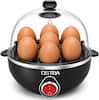 Front. OSTBA - 7-Egg Electric Cooker with Manual Switch & Overheat Protection, Easy-Clean & Portable - Black.
