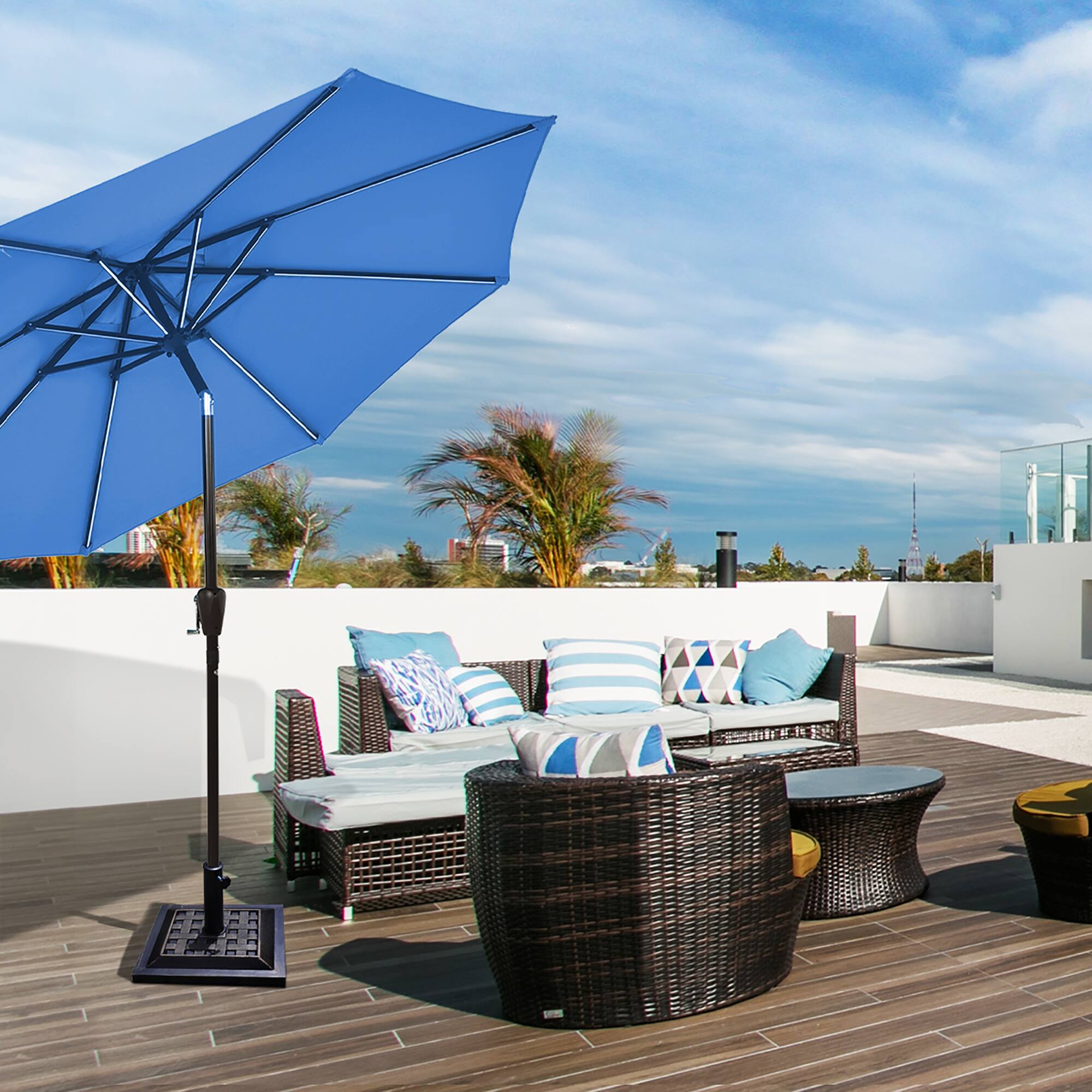 Alt View 4. Costway - 17.5'' Umbrella Base Stand Market Patio Standing Outdoor Living Heavy Duty (Square) - bronze.