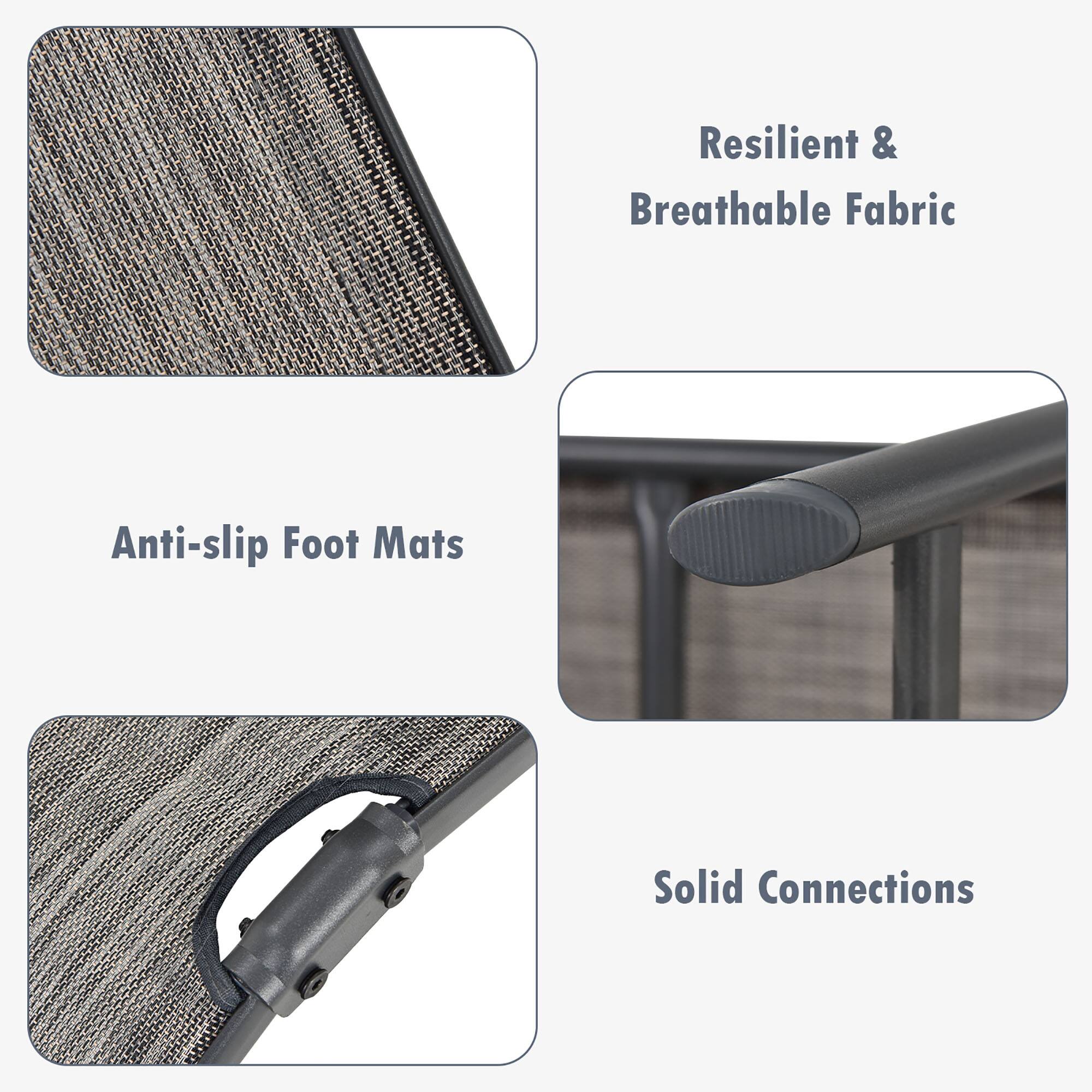 Resilient & Breathable Fabric
Anti-slip Foot Mats
Solid Connections