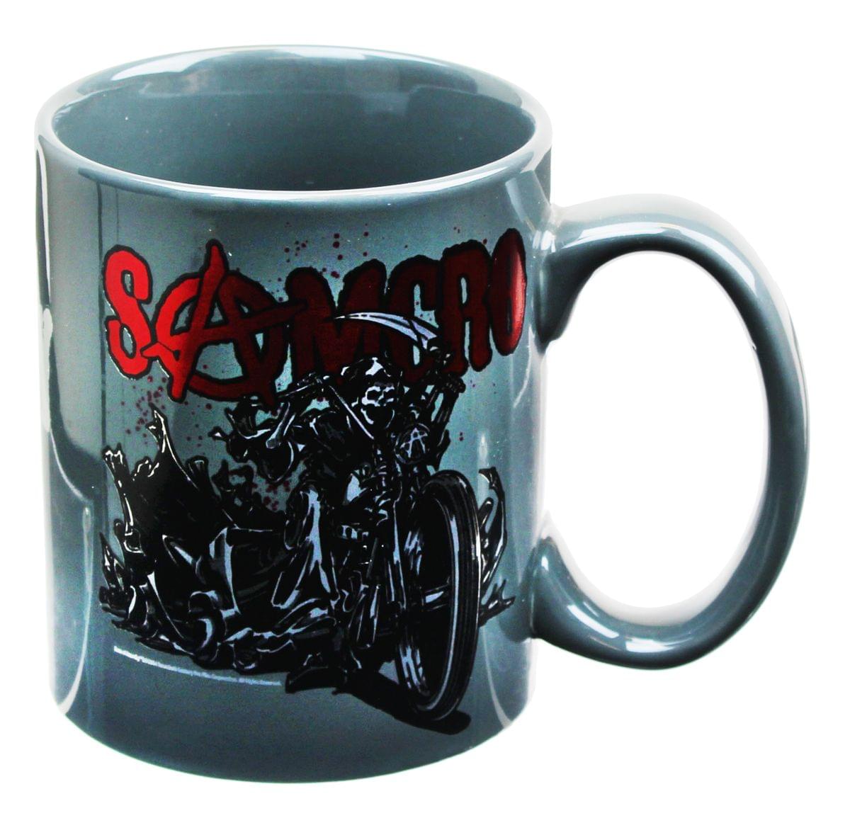 Front. Just Funky - Sons of Anarchy SAMCRO Reaper Motorcycle 22oz Coffee Mug - Black.