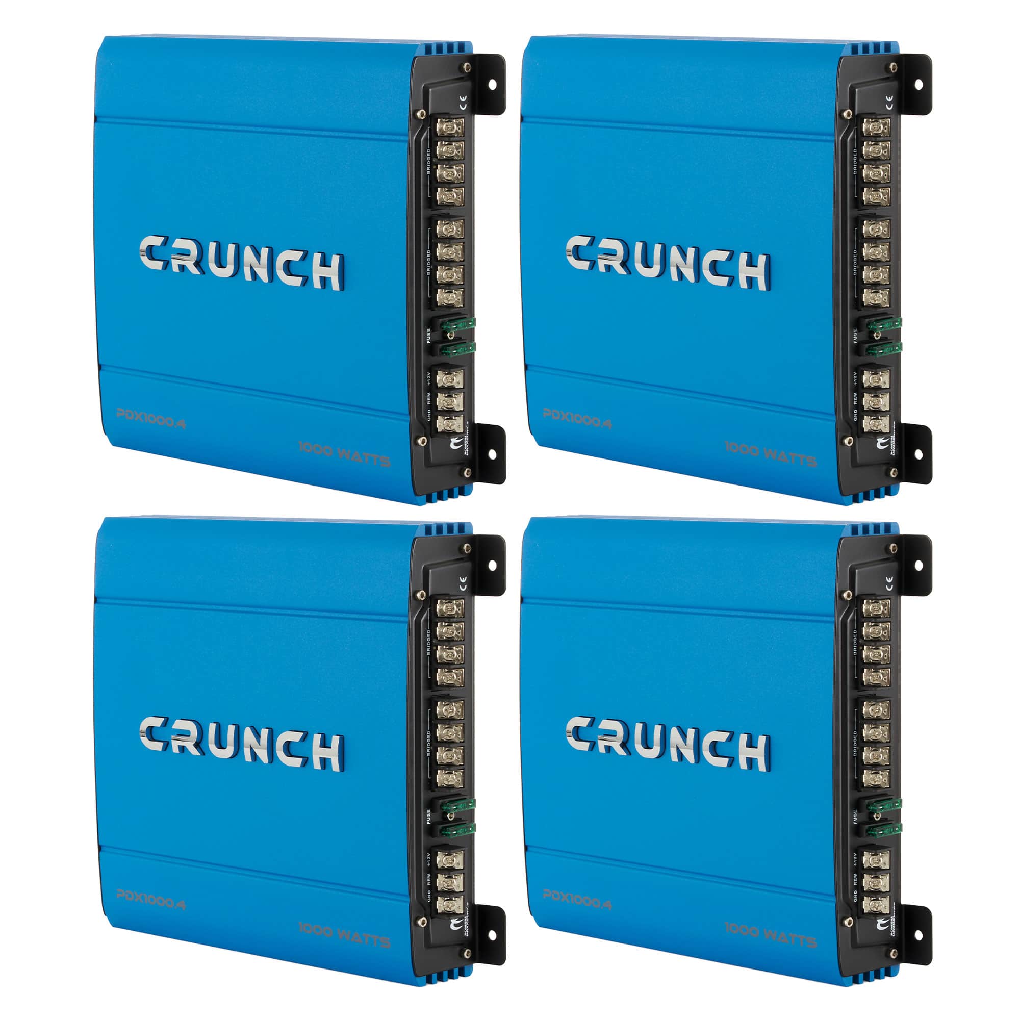 Crunch - PowerDriveX 1000 Watt 4 Channel Blue A/B Car Stereo Amplifier (4 Pack)