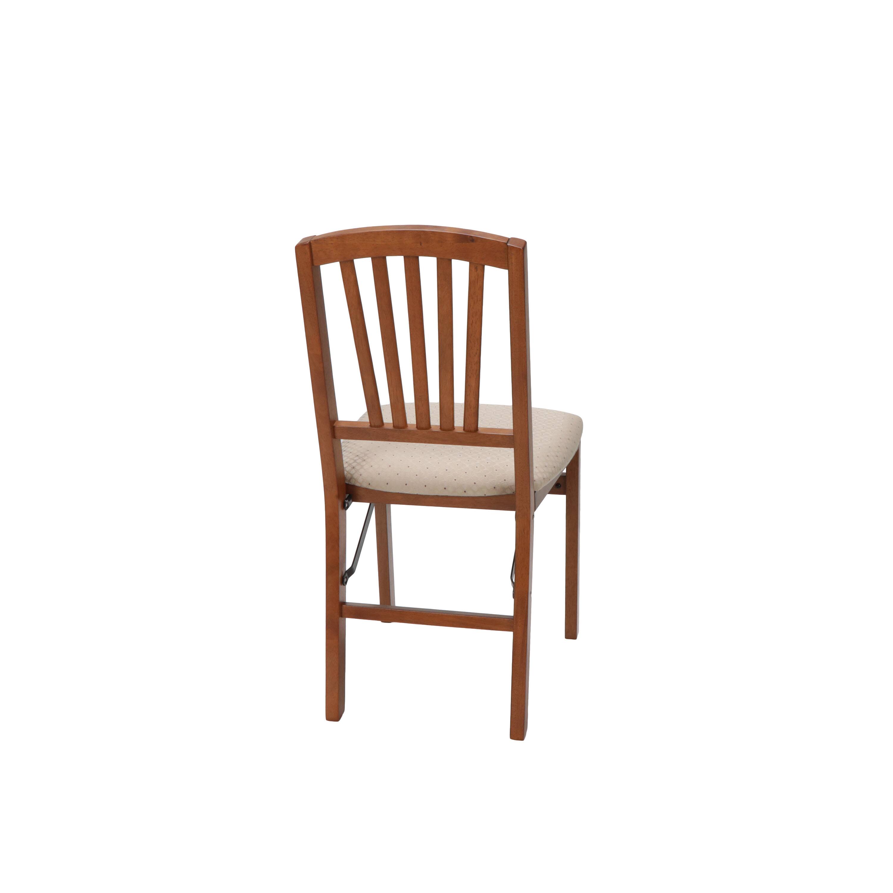 Back. Stakmore - Stakmore Mission Fusion Folding Chair, Cherry Frame with Blush Fabric (Set of 2) - Brown.