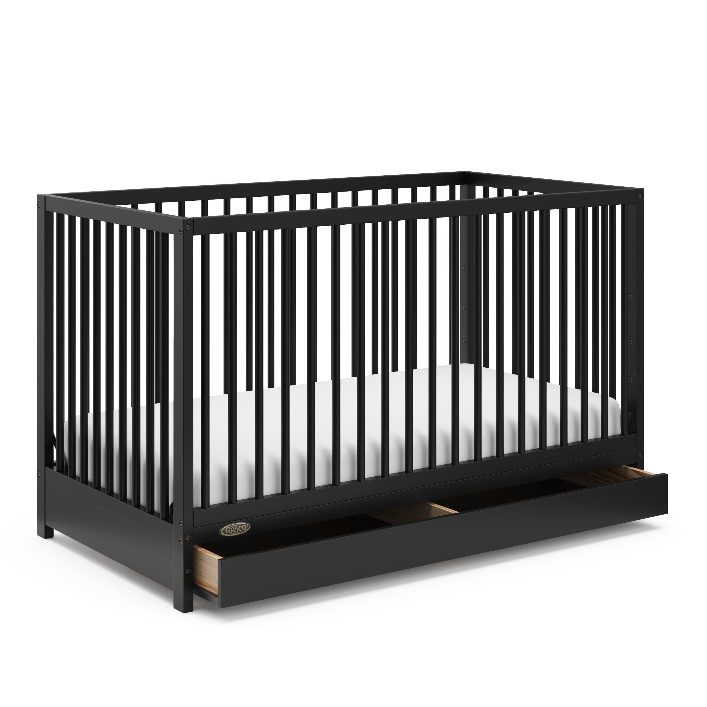 Front. Graco - Teddi 5-in-1 Convertible Crib with Drawer - Black.
