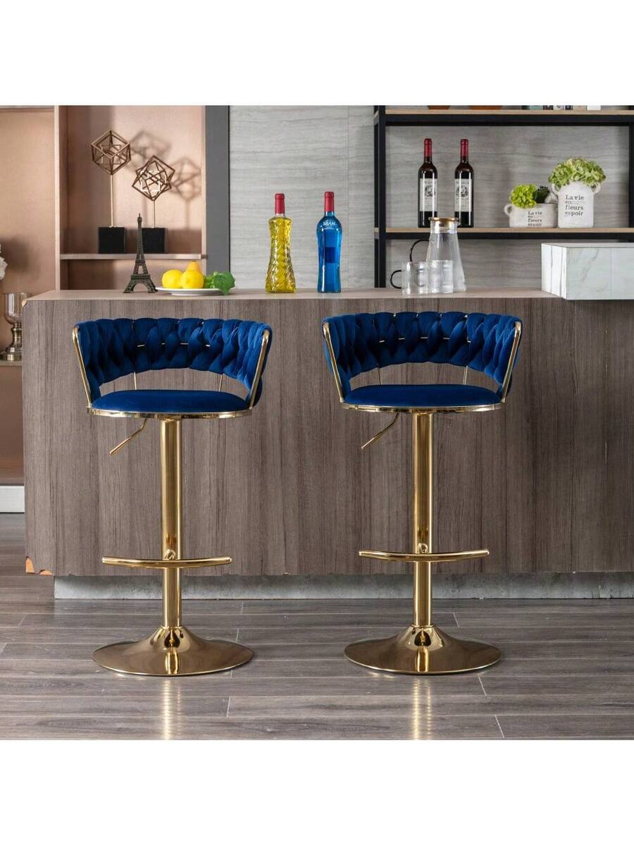 Stools Trinkets Crazed Gold Bar Stools Set Of 2, 360° Swivel Bar Stools ...