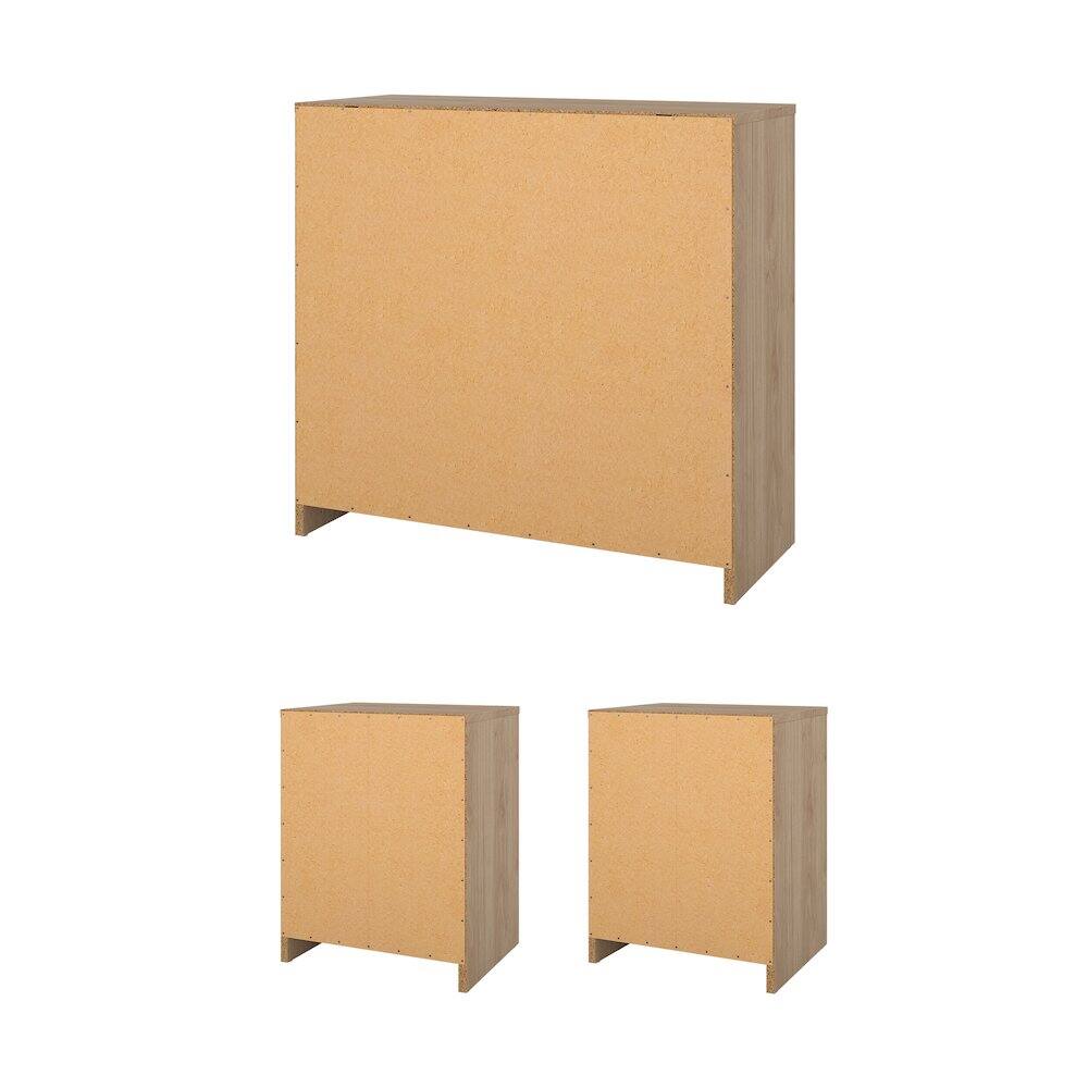 Left. Tvilum - 3-Piece Bedroom Set - Chest And Nightstand Set Of 2 - Brown.
